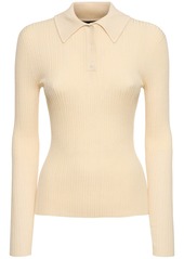 Theory Ribbed Viscose Blend Polo Top