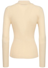 Theory Ribbed Viscose Blend Polo Top