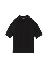 Theory Ribbon-Trim Cashmere Short-Sleeve Knit Top