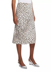 Theory Satin Leopard Slip Skirt