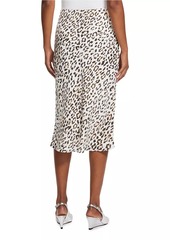 Theory Satin Leopard Slip Skirt