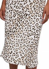 Theory Satin Leopard Slip Skirt