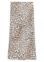 Theory Satin Leopard Slip Skirt