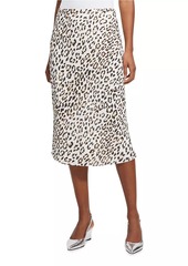 Theory Satin Leopard Slip Skirt