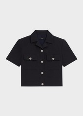 Theory Seersucker Cropped Short-Sleeve Jacket