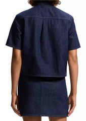 Theory Short-Sleeve Denim Button-Front Shirt