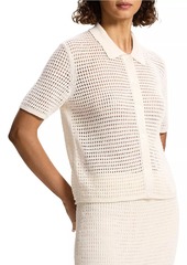 Theory Short-Sleeve Mesh Knit Button-Front Shirt