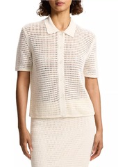 Theory Short-Sleeve Mesh Knit Button-Front Shirt