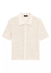 Theory Short-Sleeve Mesh Knit Button-Front Shirt