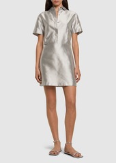 Theory Short Sleeve Silk Satin Mini Dress