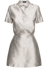 Theory Short Sleeve Silk Satin Mini Dress