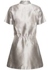 Theory Short Sleeve Silk Satin Mini Dress