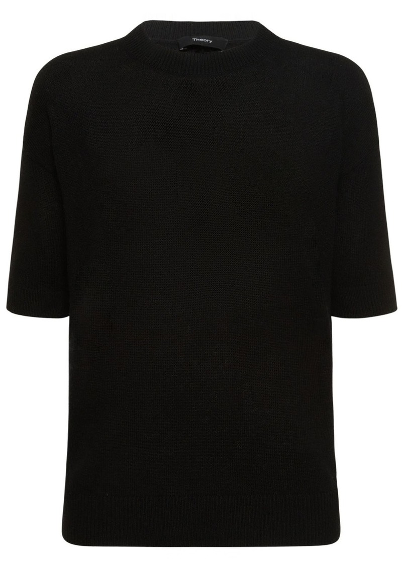 Theory Short Sleeved Knit Cashmere Sweater