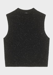 Theory Shrunken Wool Cashmere Donegal Knit Sweater Vest