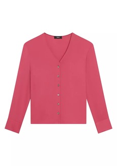 Theory Silk Cardigan Blouse