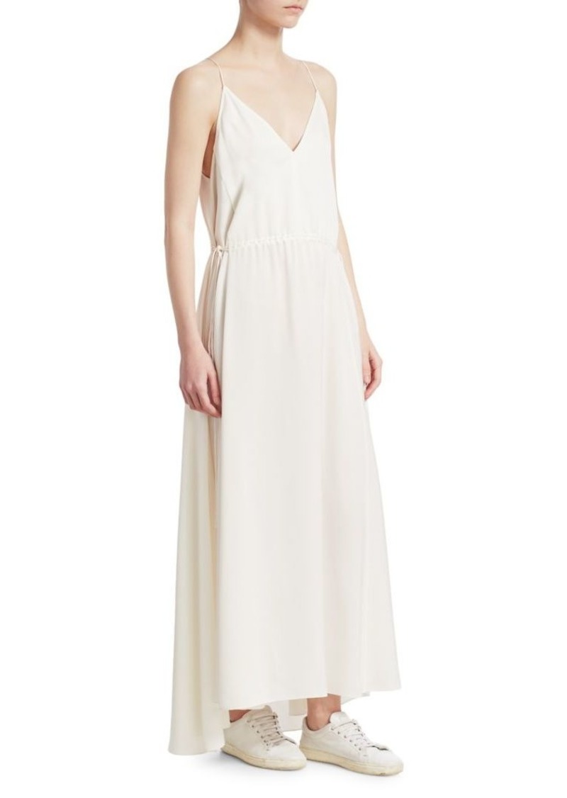 theory draped silk maxi dress