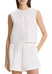 Theory Sleeveless Cotton-Blend Crop Shell Top