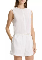 Theory Sleeveless Cotton-Blend Crop Shell Top