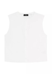 Theory Sleeveless Cotton-Blend Crop Shell Top