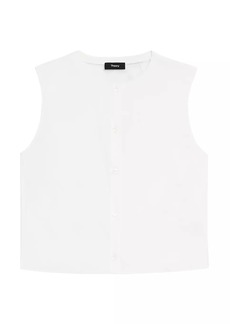 Theory Sleeveless Cotton-Blend Crop Shell Top