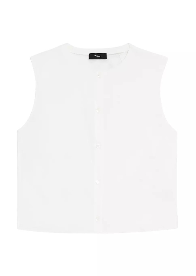 Theory Sleeveless Cotton-Blend Crop Shell Top