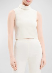Theory Sleeveless Rolled-Neck Tailored Crop Top