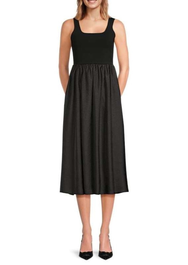 Theory Squareneck Twofer Midi Dress