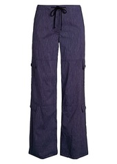 Theory Striped Cotton & Linen Wide-Leg Utility Pants