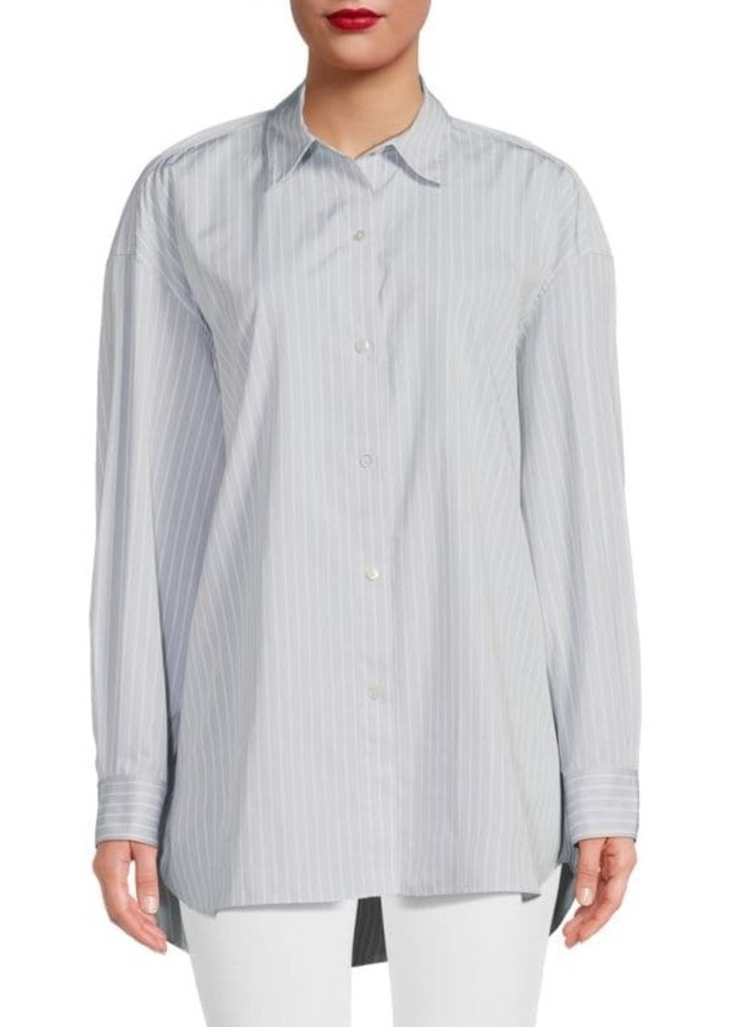 Theory Striped High Low Shirt