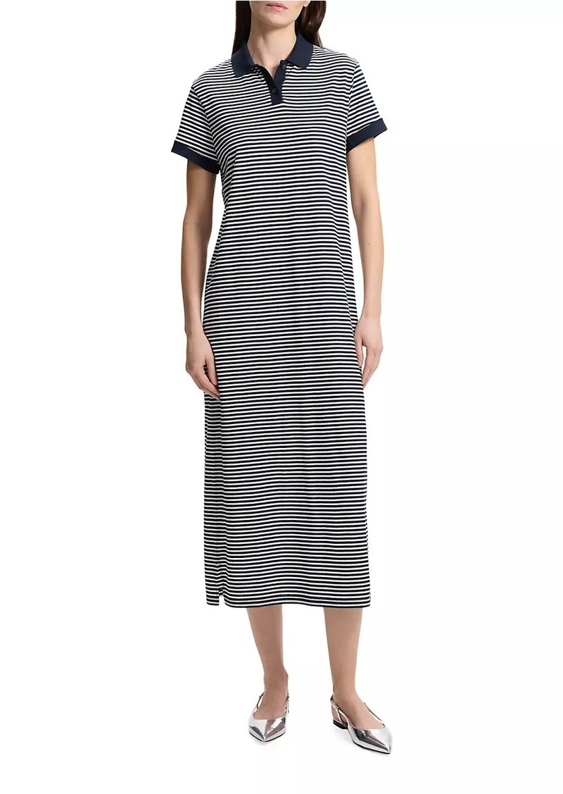 Theory Striped Jersey Polo Midi-Dress