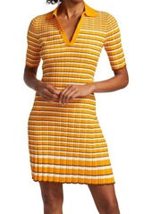 Theory Striped Rib-Knit Collared Dress