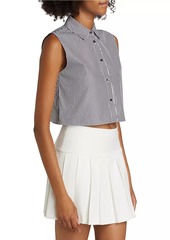 Theory Striped Sleeveless Crop Shirt