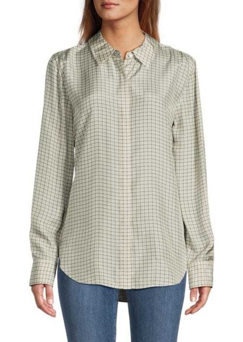 Theory Sunaya Checked Silk Shirt