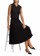 Theory Sunburst Pleated Wool-Blend Midi-Skirt