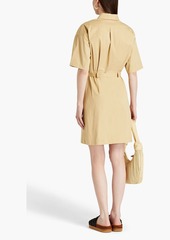 Theory - Belted cotton-blend twill mini shirt dress - Neutral - US 2