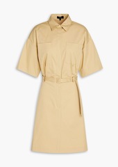 Theory - Belted cotton-blend twill mini shirt dress - Neutral - US 2