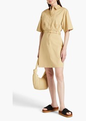 Theory - Belted cotton-blend twill mini shirt dress - Neutral - US 2