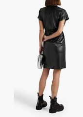 Theory - Belted faux leather mini shirt dress - Black - M