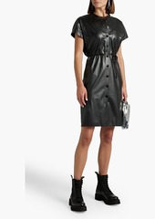 Theory - Belted faux leather mini shirt dress - Black - M