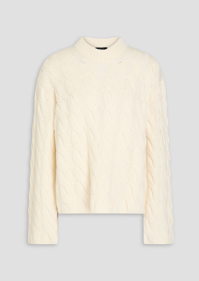 Theory - Cable-knit wool and cashmere-blend sweater - White - S