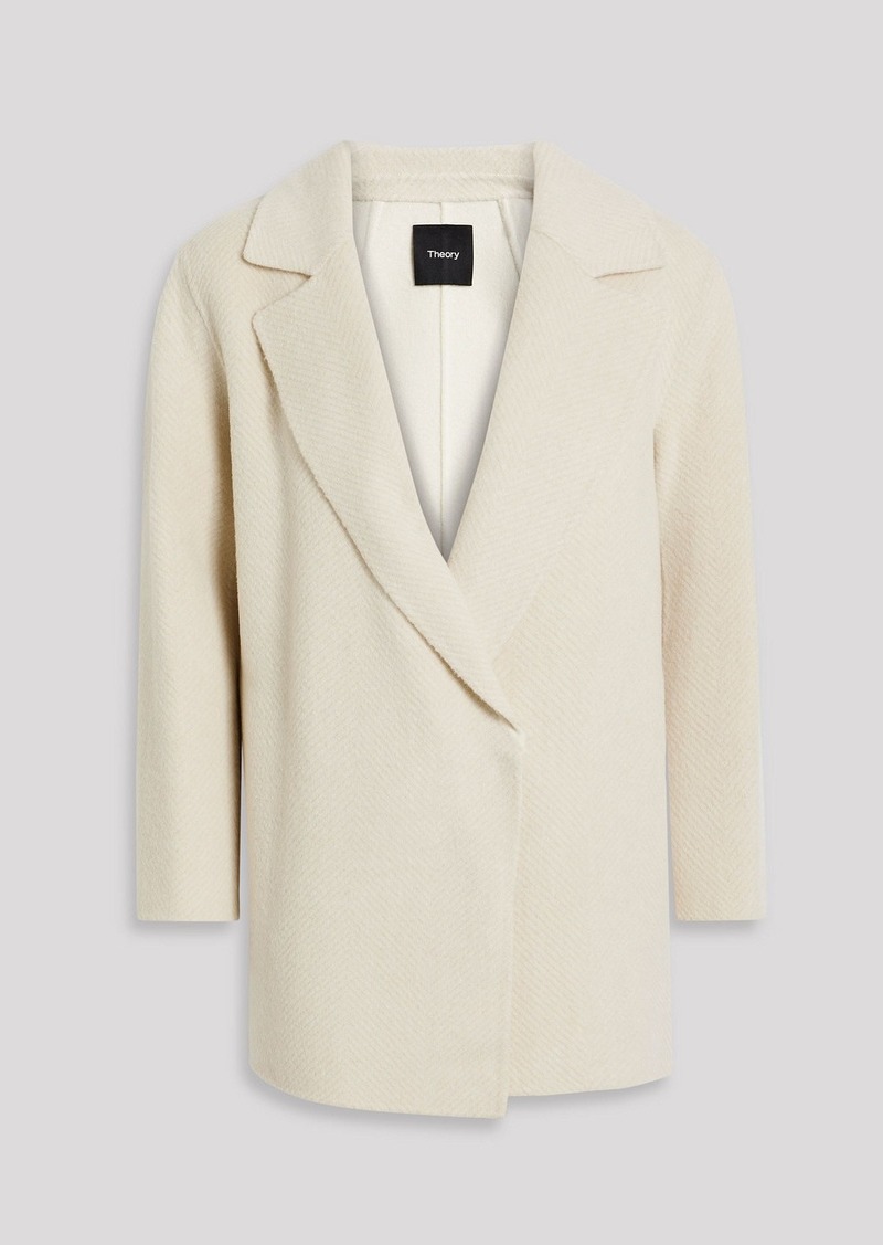 Theory - Clairene herringbone brushed wool-felt coat - White - M