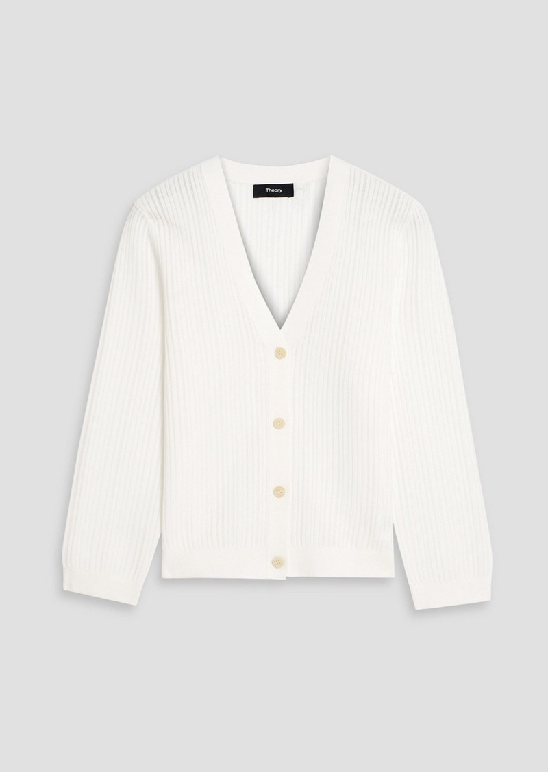 Theory - Cropped ribbed cotton-blend cardigan - White - XS