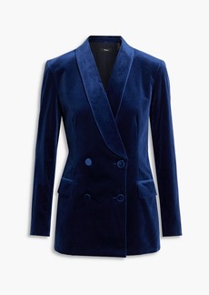 Theory - Double-breasted cotton-blend velvet blazer - Blue - US 10