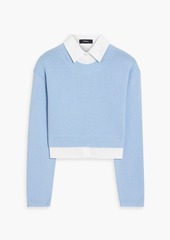 Theory - Layered poplin-trimmed cashmere sweater - Blue - M