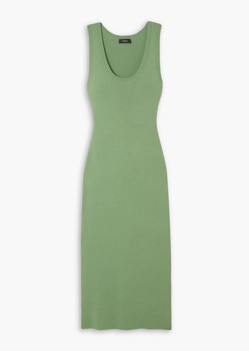 Theory - Ribbed-knit midi dress - Green - XS