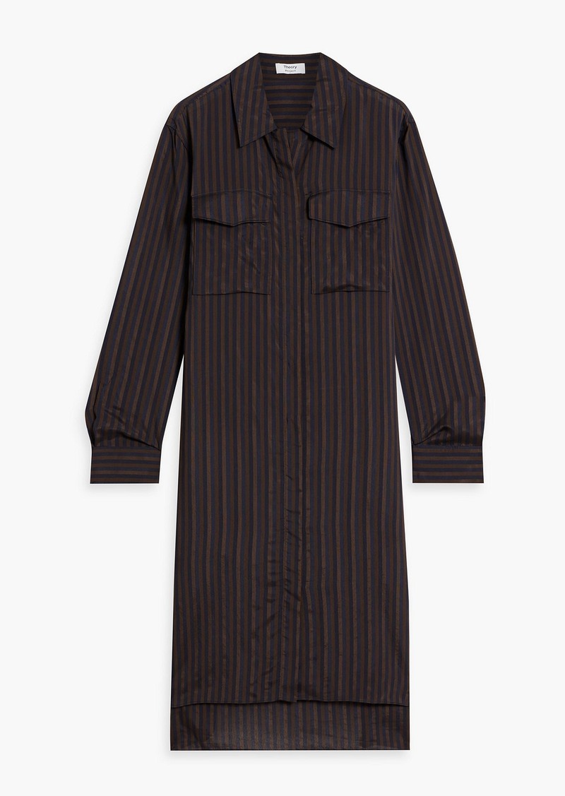 Theory - Striped woven shirt dress - Brown - XS