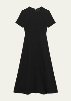 Theory Admiral Crepe Flared Short-Sleeve Midi Dress