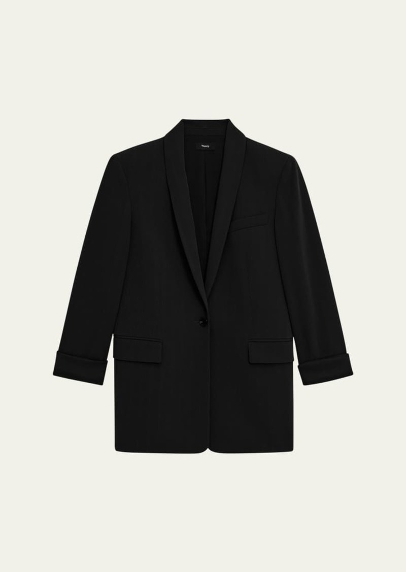 Theory Admiral Crepe Relaxed Shawl-Collar Blazer