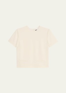 Theory Admiral Crepe Short-Sleeve Crop Top