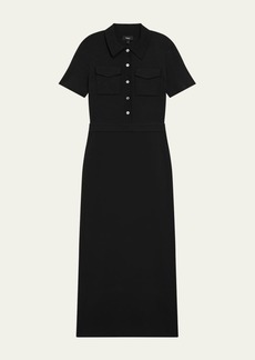 Theory Admiral Crepe Short-Sleeve Utility Midi Dress